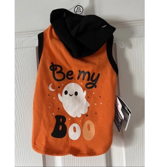 Celebrate Halloween Pet Apparel shirt w/ hood Be My Boo w/ghost  SZ XS NWT - Picture 1 of 4